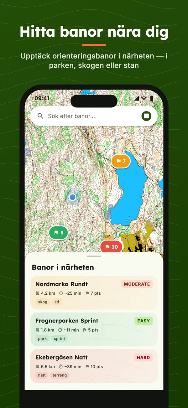 Banor i närheten på kartan